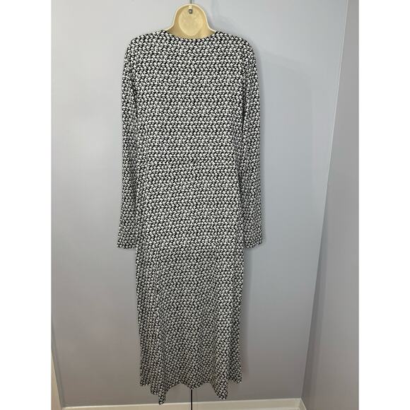 Boden Empire Knot Midi Jersey Dress Strech Black Lily Sprig Long Sleeve 16-18R - Picture 3 of 12